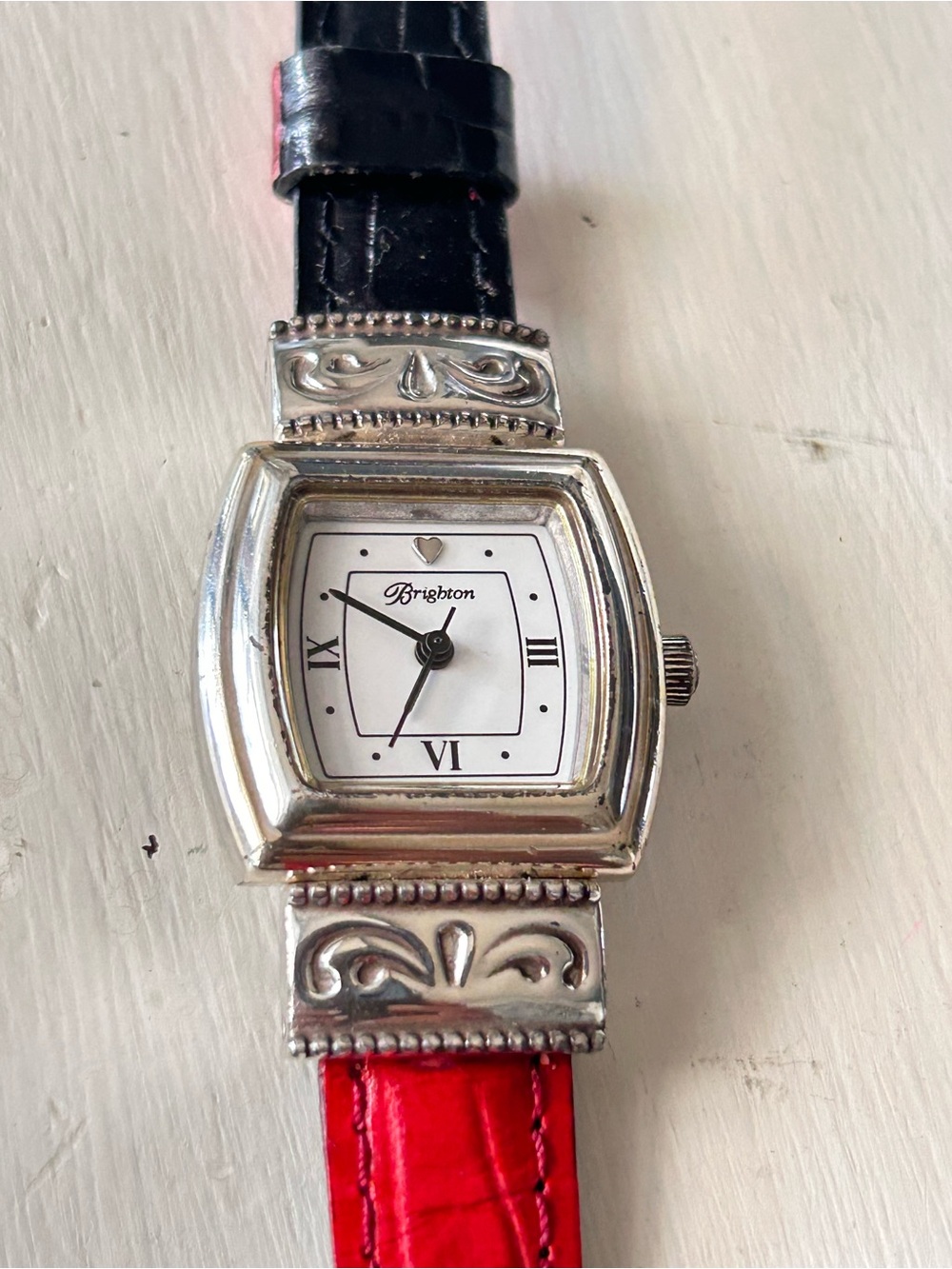 Brighton Waterford watch featuring a reversible red/black leather band